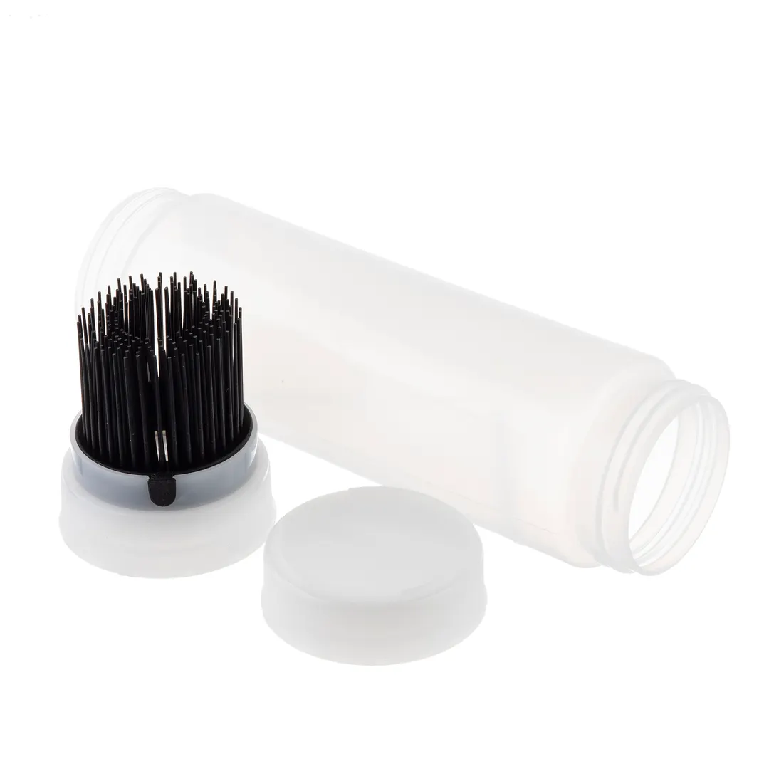 TableCraft 10727 - 24oz Clear Squeeze Bottle, ValveTop 63mm, Black Silicone Brush, NSF