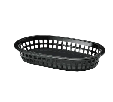 TableCraft 1073BK - A La Carte Platter Basket, 9-1/4" x 6" x 1-1/2", Oval, Polypropylene, Black