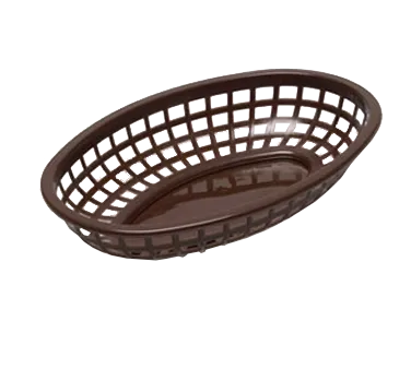 TableCraft Products 1074BR Oval Basket, 9" x 6" x 1.9", Brown Plastic, Dishwasher Safe, Made in USA