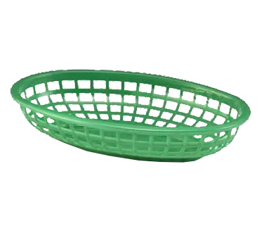 TableCraft Products 1074G - Oval Green Serving Basket, 9" x 6¼" x 1⅞", 150°F Safe, Dishwasher Safe