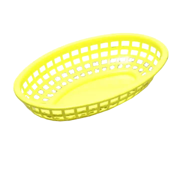 TableCraft Products 1074Y Oval Basket, 9" x 6", Yellow Plastic, Heat‑Resistant 150°F, Dishwasher Safe