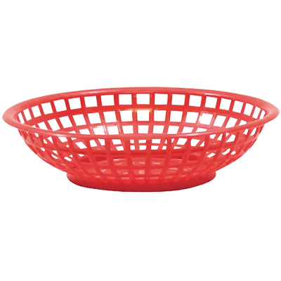 TableCraft Products 1075R - 8" Round Red PP Serving Basket, Heat‑Resistant to 150°F, Microwave Safe