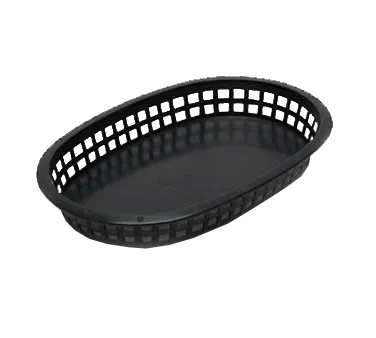TableCraft Products 1076BK - Oval Platter Basket, 10½" x 7¼" x 1½", Black Plastic, 150°F Safe