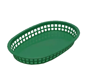 TableCraft Products 1076FG Platter Basket, 10.5" x 7.25" Oval, Green, Heat‑Resistant, Dishwasher Safe