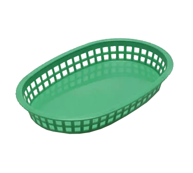 TableCraft Products 1076G - Oval Platter Basket, 10.5" x 7.25" x 1.5", Green Microwave Safe