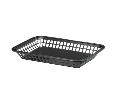 TableCraft Products 1077BK - Rectangular Basket, 10‑3/4" x 7‑3/4" x 1‑1/2", Black PP, Dishwasher Safe