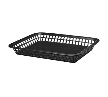 TableCraft 1079BK Fast Food Basket – 11-3/4" x 8-1/2" x 1-1/2", Black Polypropylene Rectangular Basket