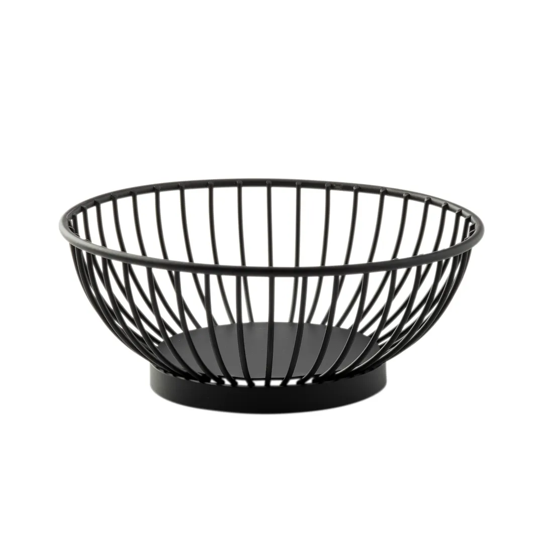 TableCraft Products 10820 - Parisian Wire Basket, 6" Dia x 2¼" H Round Bottom, Steel, Black Finish