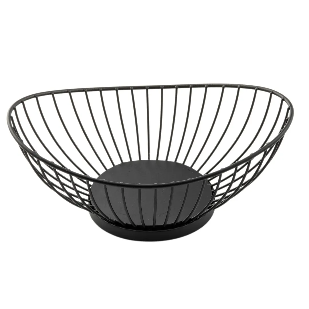 TableCraft Products 10822 Oval Wire Basket, 9" x 6" x 3.5" H, Steel, Black Finish - 1/Each