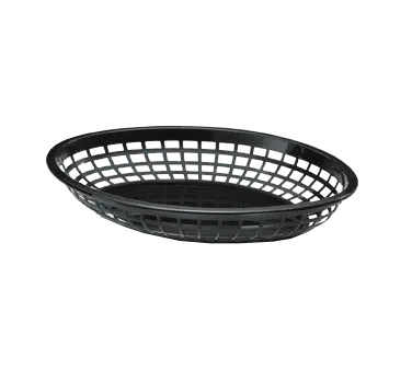 TableCraft 1084BK Food Basket – Oval, 11-3/4" x 9" x 1-3/4", Black Polypropylene, Dishwasher Safe