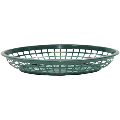 TableCraft Products 1084FG Oval Food Serving Basket, 11-3/4" x 9" x 1-3/4", Green Polypropylene