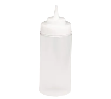 TableCraft Products 10853C - 8oz Wide-Mouth Squeeze Bottle, Polyethylene, NSF, White Cap