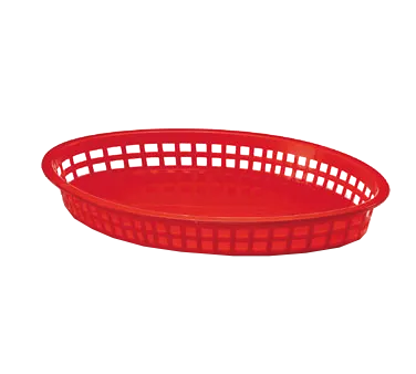TableCraft 1086R Red Oval Food Basket – 12-3/4" x 9-1/2" x 1-1/2", Polypropylene Heat‑Resistant 150°F USA