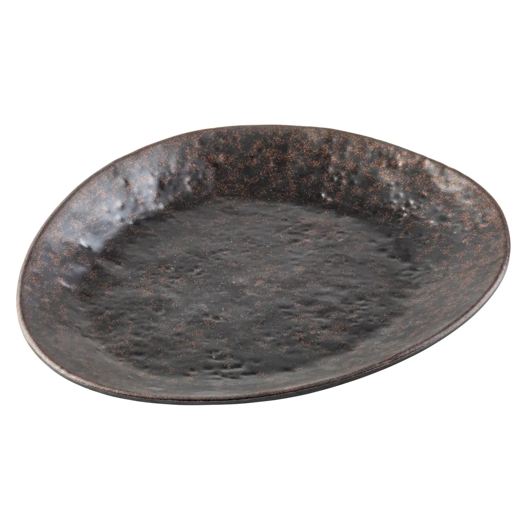 TableCraft Products 10892 Lunara Plate, 13-1/8" x 11" x 1-1/8" Melamine, Stone‑Copper Pattern