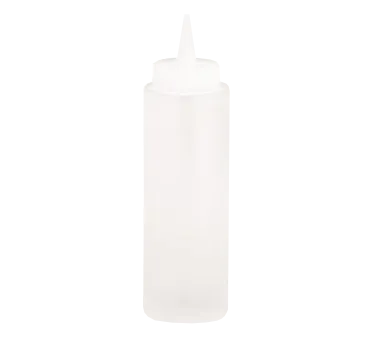 TableCraft 108C Clear Squeeze Bottle – 8 oz, 38mm Opening, Single Tip, Clear Cap, PE, Dishwasher Safe, USA