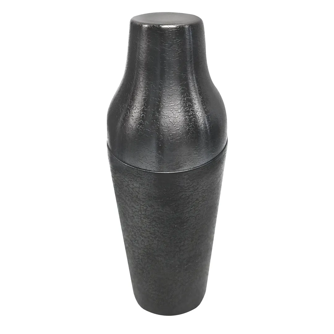 TableCraft 10904 Cocktail Shaker, 20oz 2‑Piece, 3-3/4"x3-3/4"x7", 18/8 Stainless Steel, Black