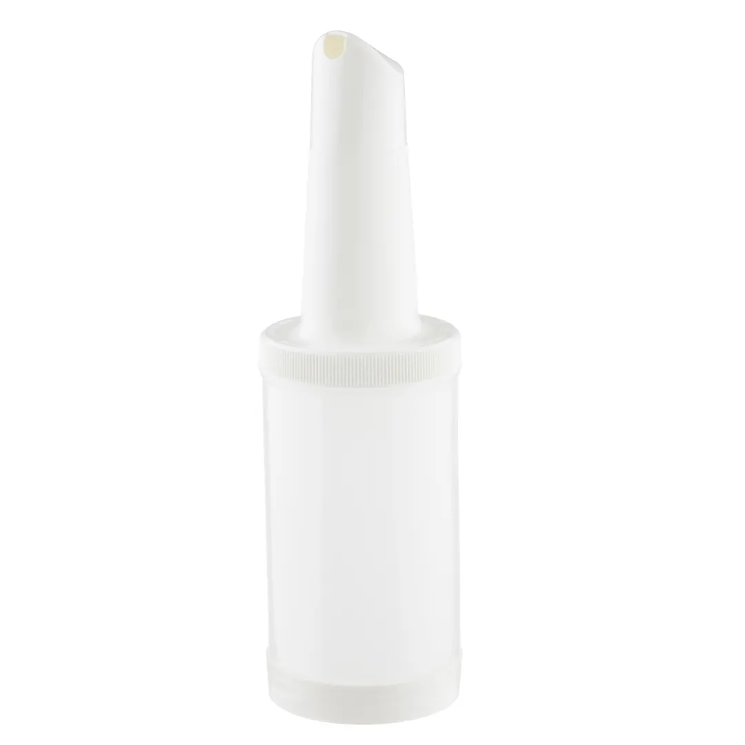 TableCraft Products 10908 - 32oz (1qt) White Polyethylene Pourmaster Pourer, White Spout & Base