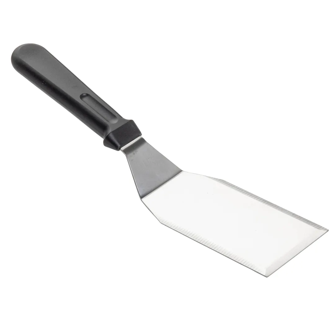 TableCraft Products 10931 Stainless Steel Solid Turner, 11-1/2" x 2-3/4" x 3", Black Plastic Handle