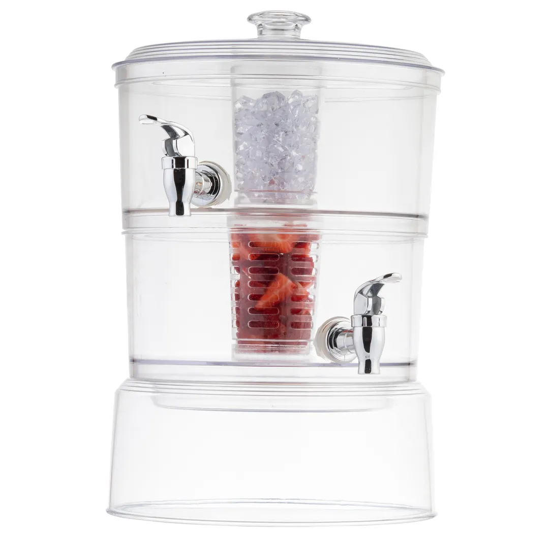 TableCraft 10961 2-Tier Beverage Dispenser, 2-Gallon, 12-1/4" x 9-1/8" x 15", Acrylic (SAN)