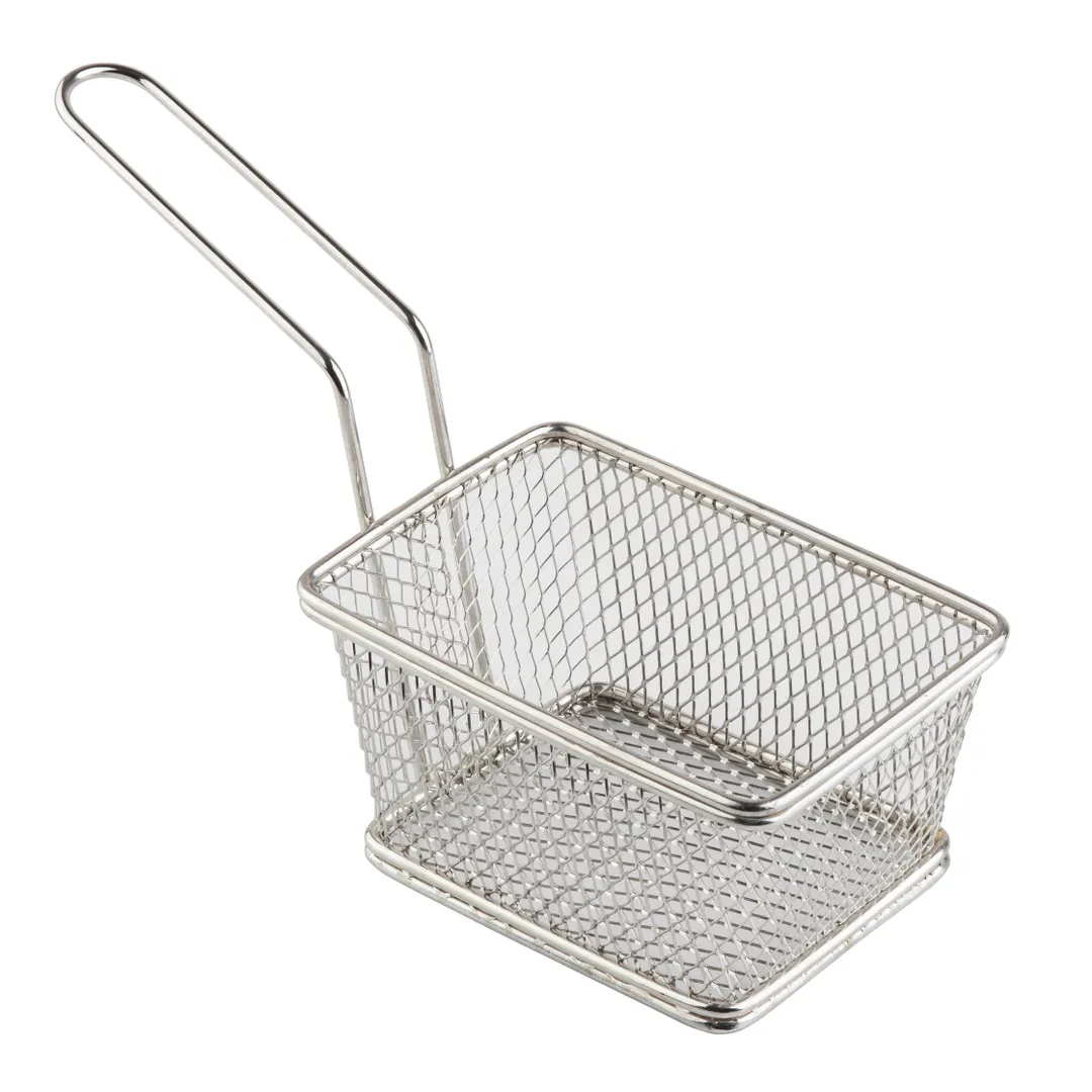 TableCraft 10971 - Stainless Steel Serving Basket, 6" x 4" x 3", 500°F Hot‑Hold, Wire