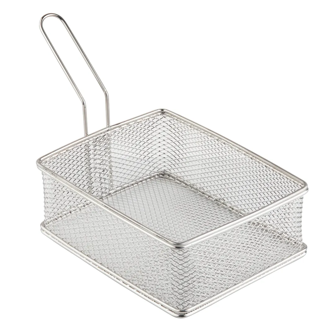 TableCraft Products 10972 - 9" x 7" x 3" Stainless Steel Basket, Rectangular, 500°F, Dishwasher Safe