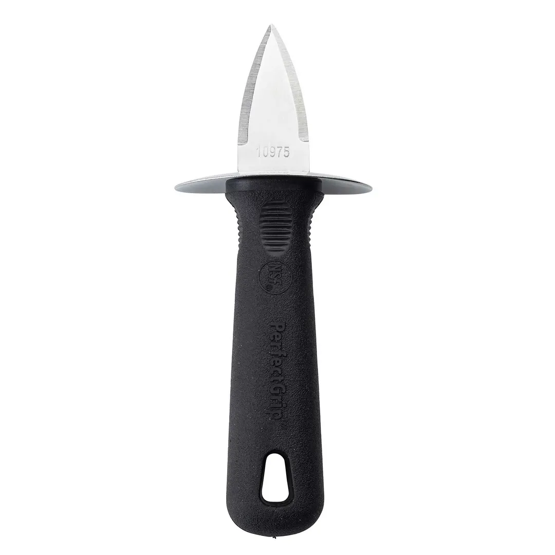 TableCraft 10975 - PerfectGrip Oyster Shucker, 2.375" x 1.625" x 6", 420 SS, Black Handle