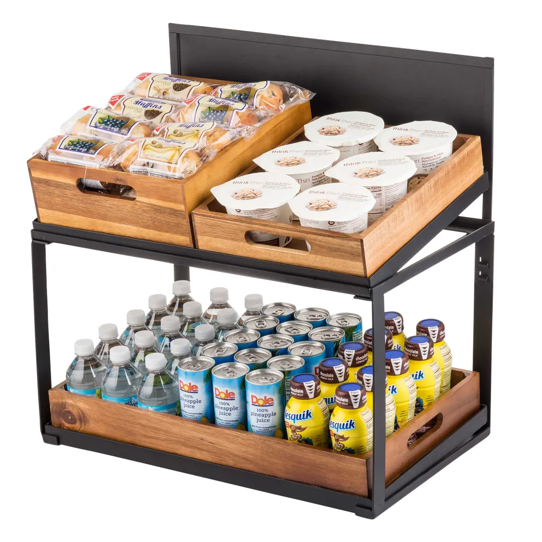 TableCraft Products 11000 2-Tier Rectangular Display, 21-1/2" x 13-1/2" x 22-1/4", Black Chalkboard