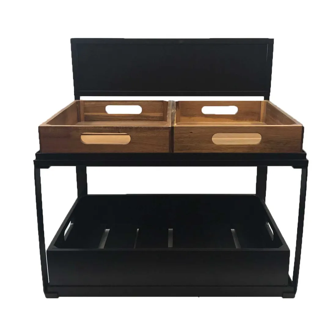 TableCraft Products 11000 2-Tier Rectangular Display, 21-1/2" x 13-1/2" x 22-1/4", Black Chalkboard