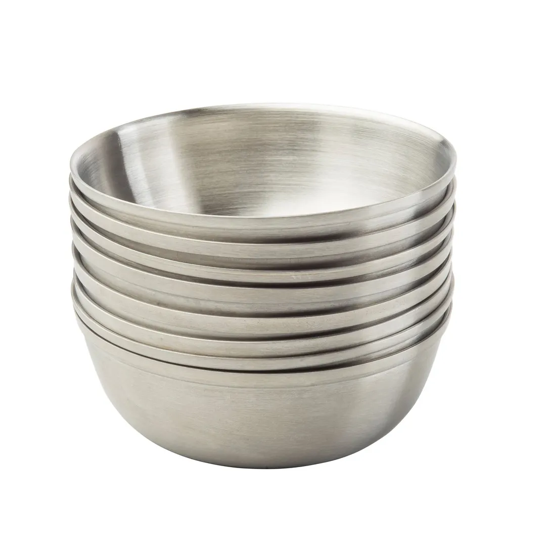 TableCraft Products 11064 - 4 oz Serving Bowl, 3¼" Dia x 1⅛" H, 200 Brushed Steel, Round, 8/Set