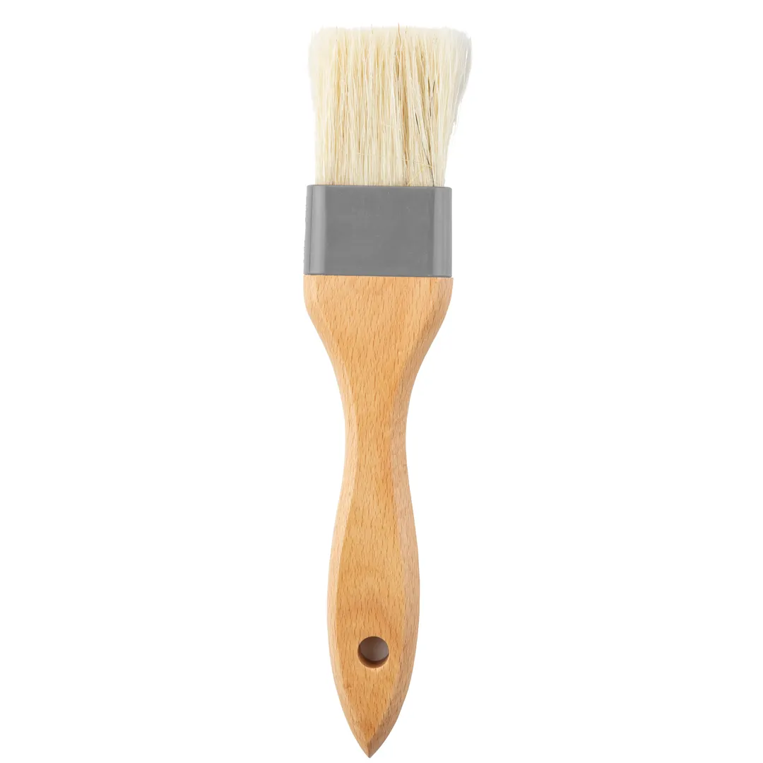 TableCraft 11077 Pastry Brush – Gray Boar Hair, 1.625"W x 0.5"D x 8.25"H, Beech Wood, 1"-1.5" Bristle