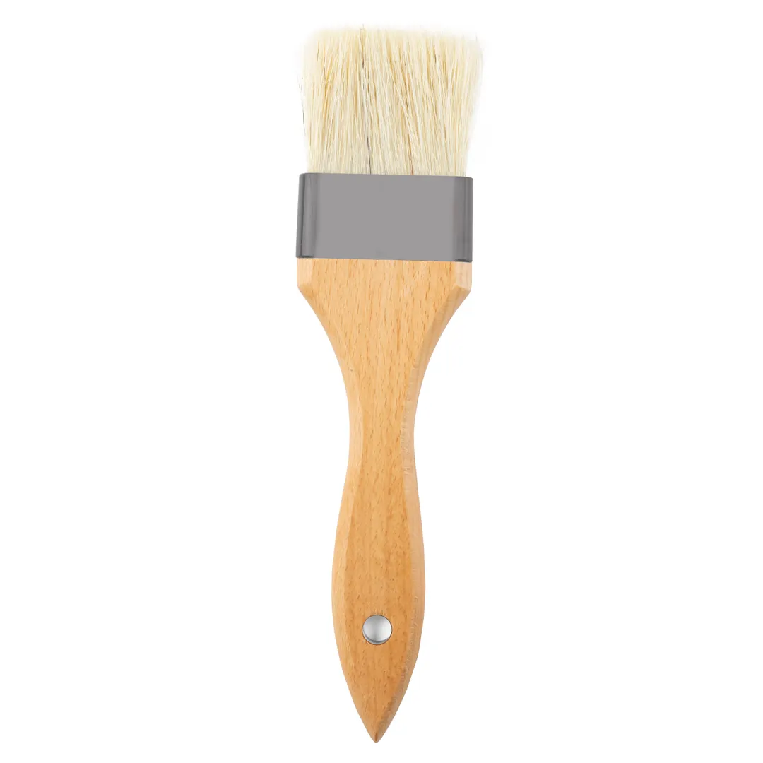 TableCraft 11078 Pastry Brush – Gray Boar Hair, 2″ W × 8.25″ H, 1-3/4″–2-3/4″ Width, Wood Handle