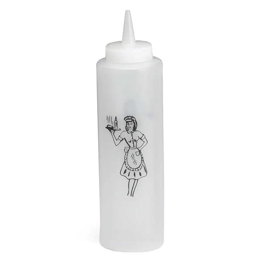 TableCraft Products 1112C - Clear 12 oz Squeeze Bottle, 38mm Single Tip, Dishwasher Safe, Top, Cap