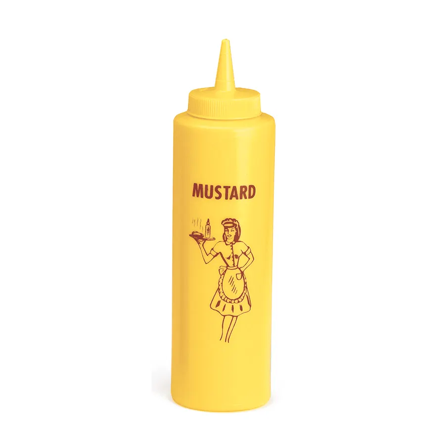 TableCraft Products 1112M - Yellow Squeeze Bottle, 12 oz, 38mm Opening, Single Tip, Dishwasher Safe