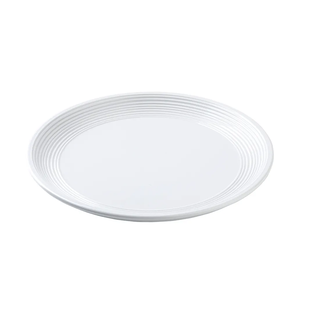 TableCraft Products 11148 Pulito Collection Plate, 10.5" Round Melamine Dinnerware, White Flat Design
