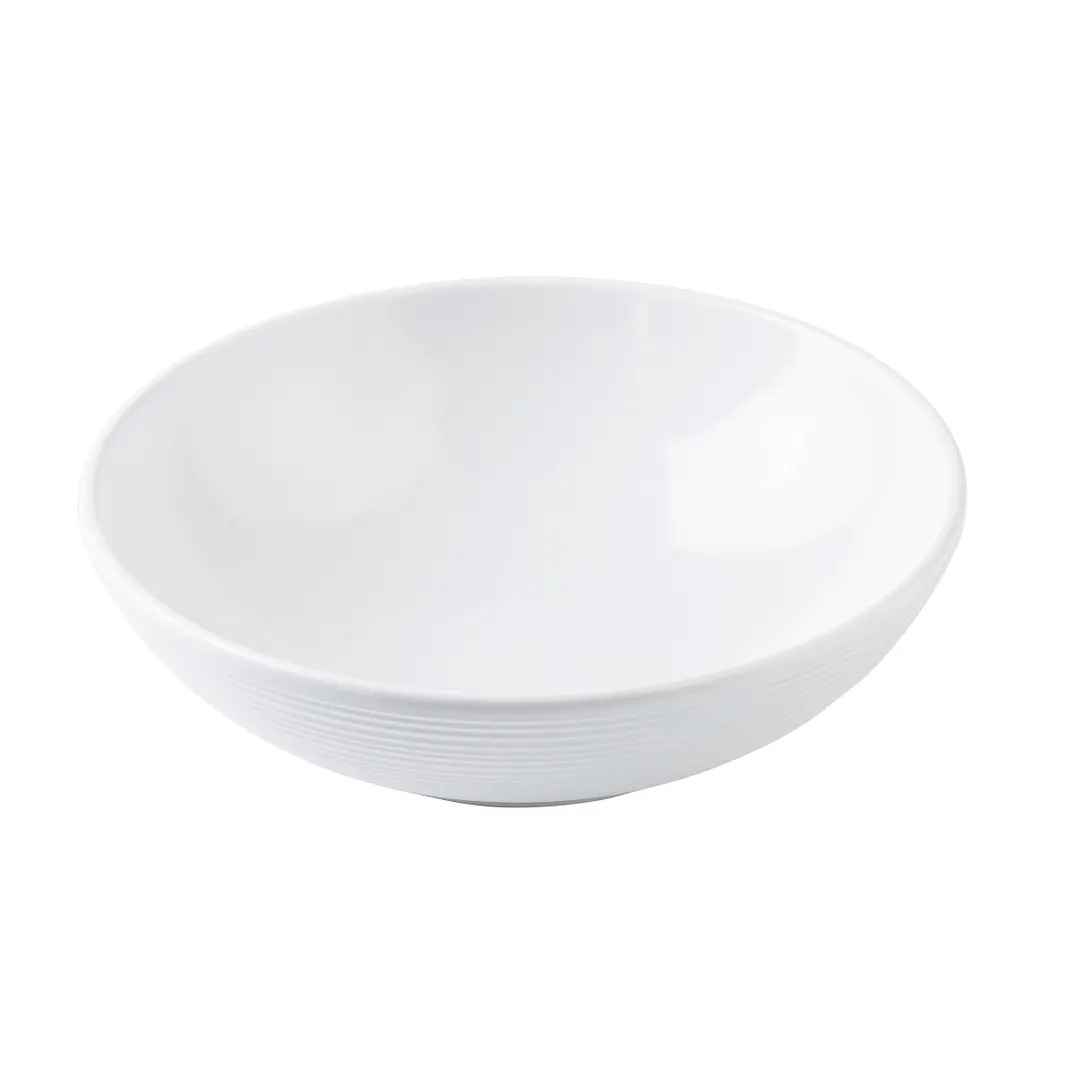 TableCraft Products 11149 – Pulito 24oz Round Melamine Bowl, White, 8-9" Diameter, 3/4qt