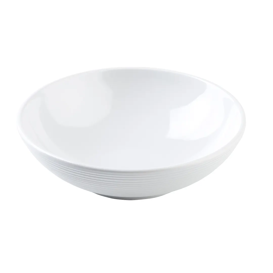 TableCraft 11150 - Pulito 48 oz. White Melamine Round Coupe Bowl, 8-9" Diameter, 1 Qt