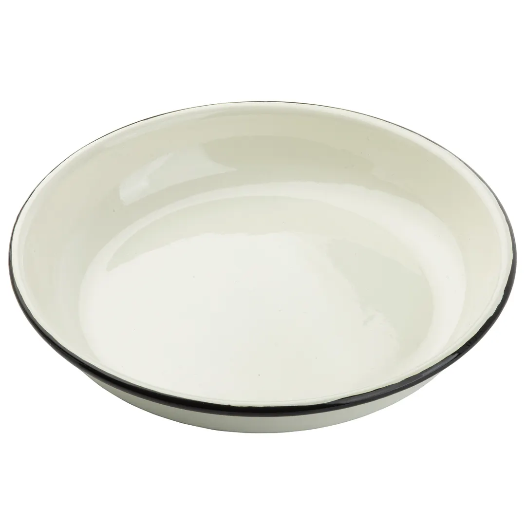 TableCraft Products 11155 Pasta Plate, 24 oz, 9" dia x 1-1/2", Round, Coated Steel, Black/White