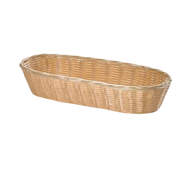 TableCraft Products 1118W - Oblong Handwoven Basket, 15" x 6" x 3", Natural Polypropylene