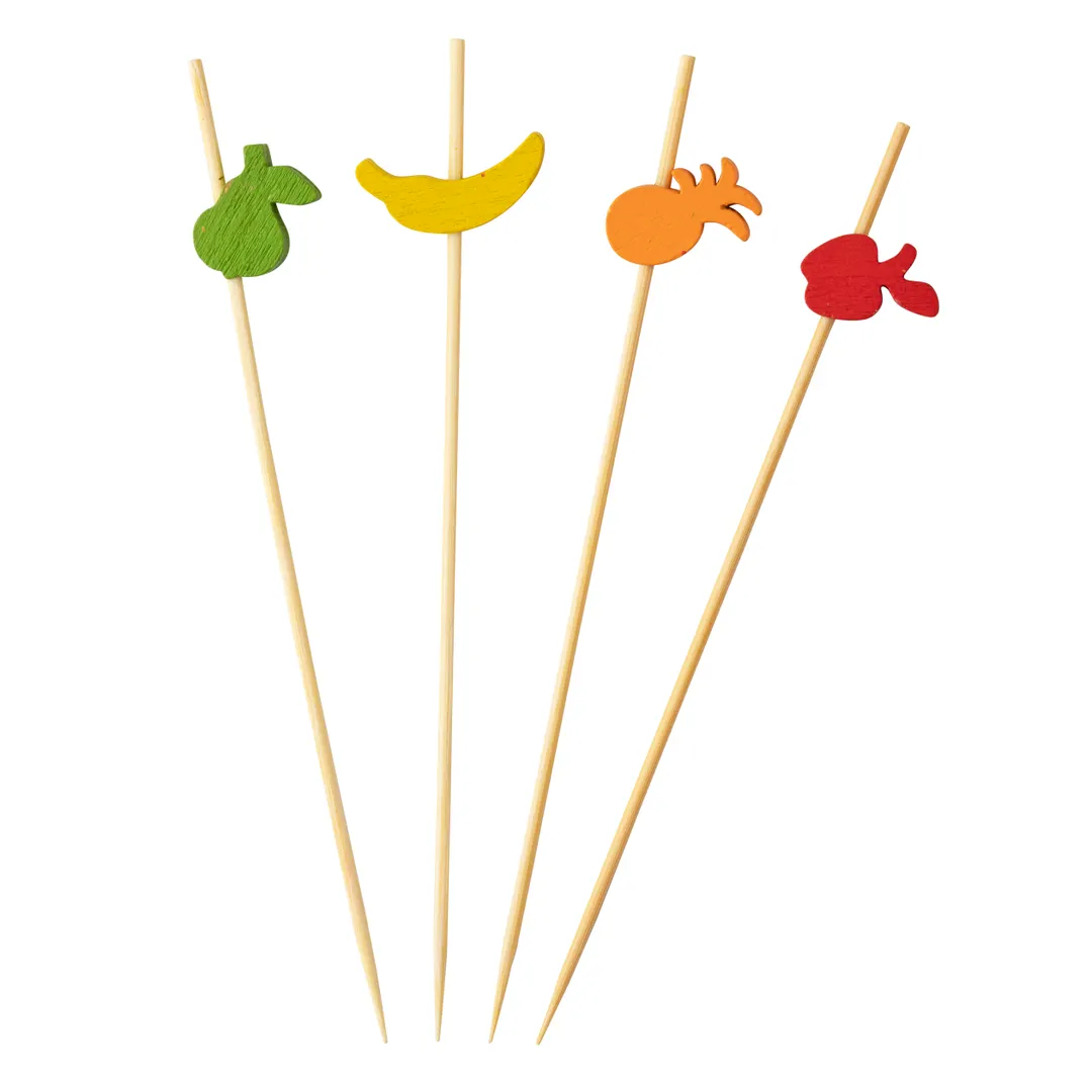 TableCraft 11204 Bamboo & Pinewood Fruit Wood Picks, 5/8" x 1/4" x 4-1/2", 100/Pack