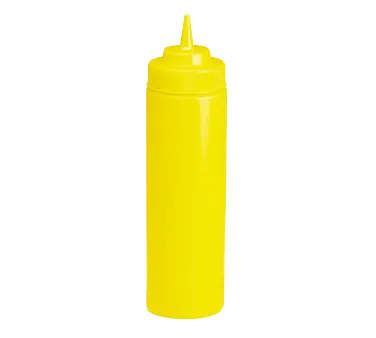 TableCraft 11253M Squeeze Bottle - 12oz Wide Mouth Yellow Polyethylene 53mm Opening Dishwasher Safe