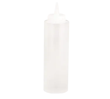 TableCraft Products 112C-1 - 12 oz Clear Squeeze Bottle 38mm Opening Cone Tip Soft Polyethylene USA