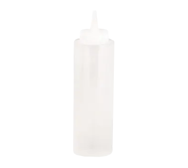 TableCraft 112C 12oz Clear Squeeze Bottle – Polyethylene, 38mm Opening, Dishwasher Safe, USA