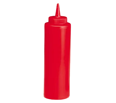 TableCraft 112K-1 Squeeze Bottle – 12oz Red Polyethylene, Cone Tip, Dishwasher Safe, PerfectFlex