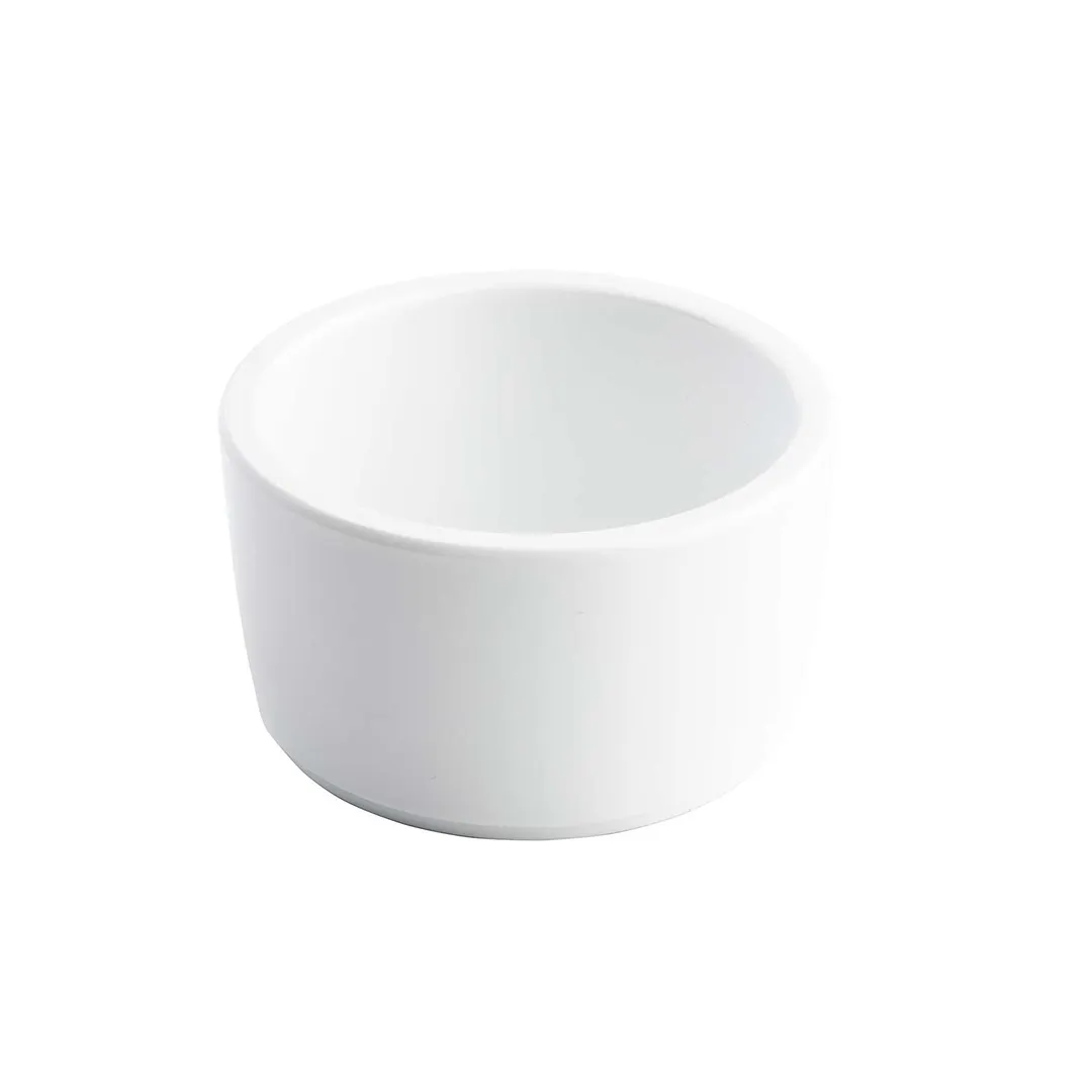 TableCraft Products 11409 Plastic Ramekin, 4 Oz, 3.25" Dia x 1.875" H, White Melamine