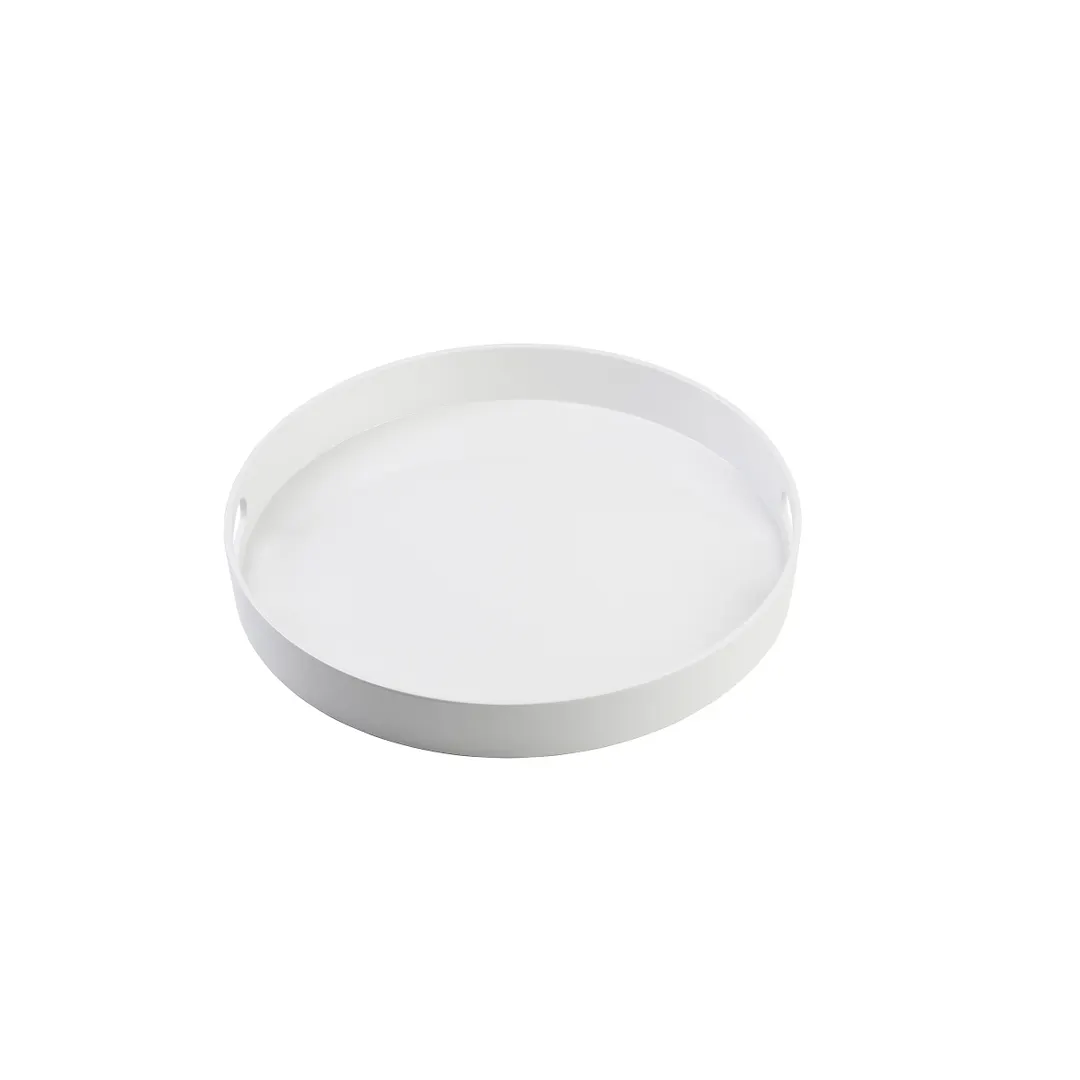 TableCraft Products 11491 Serving & Display Tray, 15" dia. x 2"H, Round, White Melamine, Dishwasher Safe
