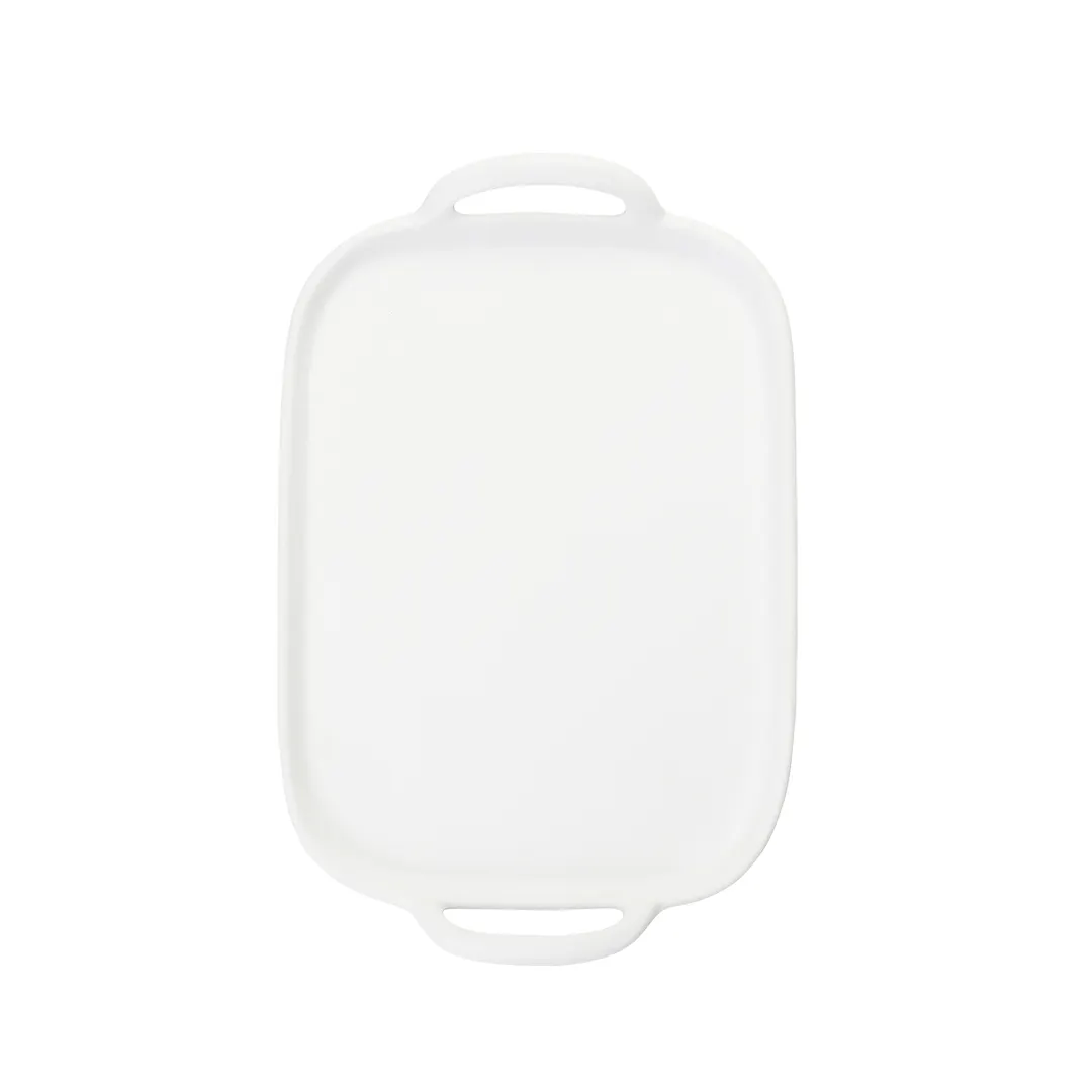 TableCraft 11493 Serving Tray – 14" x 10" White Melamine, Faux Cast Iron, Heat‑Safe 212°F