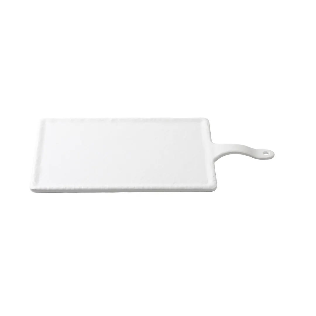 TableCraft 11497 White Melamine Serving Paddle, 13" x 8.75" Rectangular Tray, 212°F Temp. Safe
