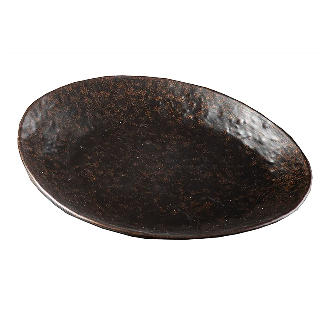 TableCraft Products 11518 Lunara Collection Serving Tray, 9" x 7.75" Oval Melamine Brown