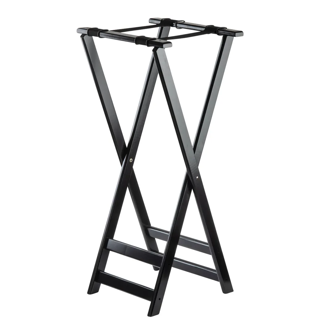 TableCraft Products 11520 Tray Stand - 18" x 17" x 38" Rubberwood, Black, Wood Construction
