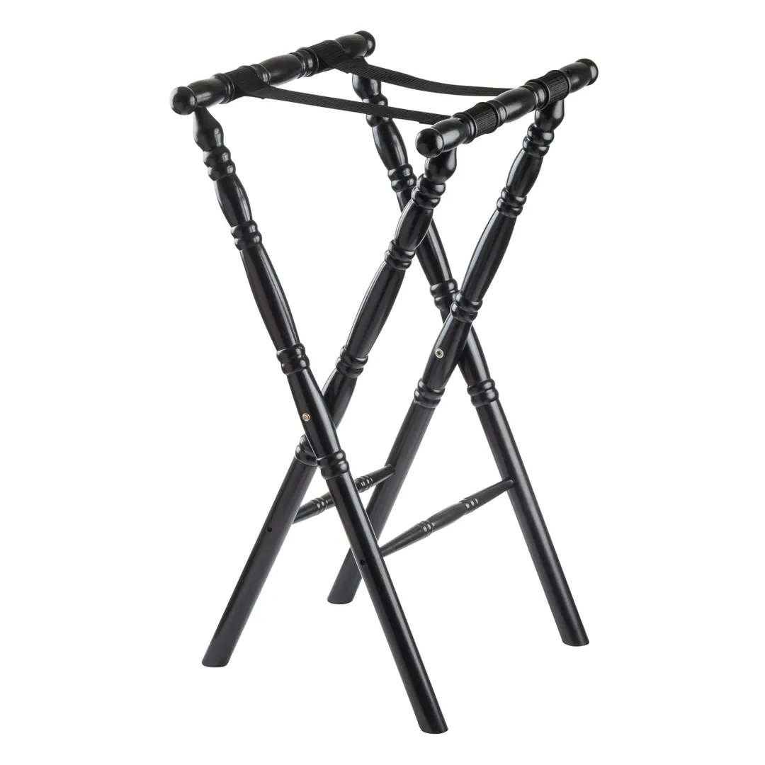 TableCraft Products 11521 Tray Stand - 17-3/4" x 16-1/2" x 30-3/4" Rubberwood, Black, 30" Height